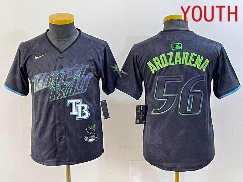 Youth Tampa Bay Rays #56 Randy Arozarena Nike MLB Limited City Connect Black 2024 Jersey style 5->youth mlb jersey->Youth Jersey